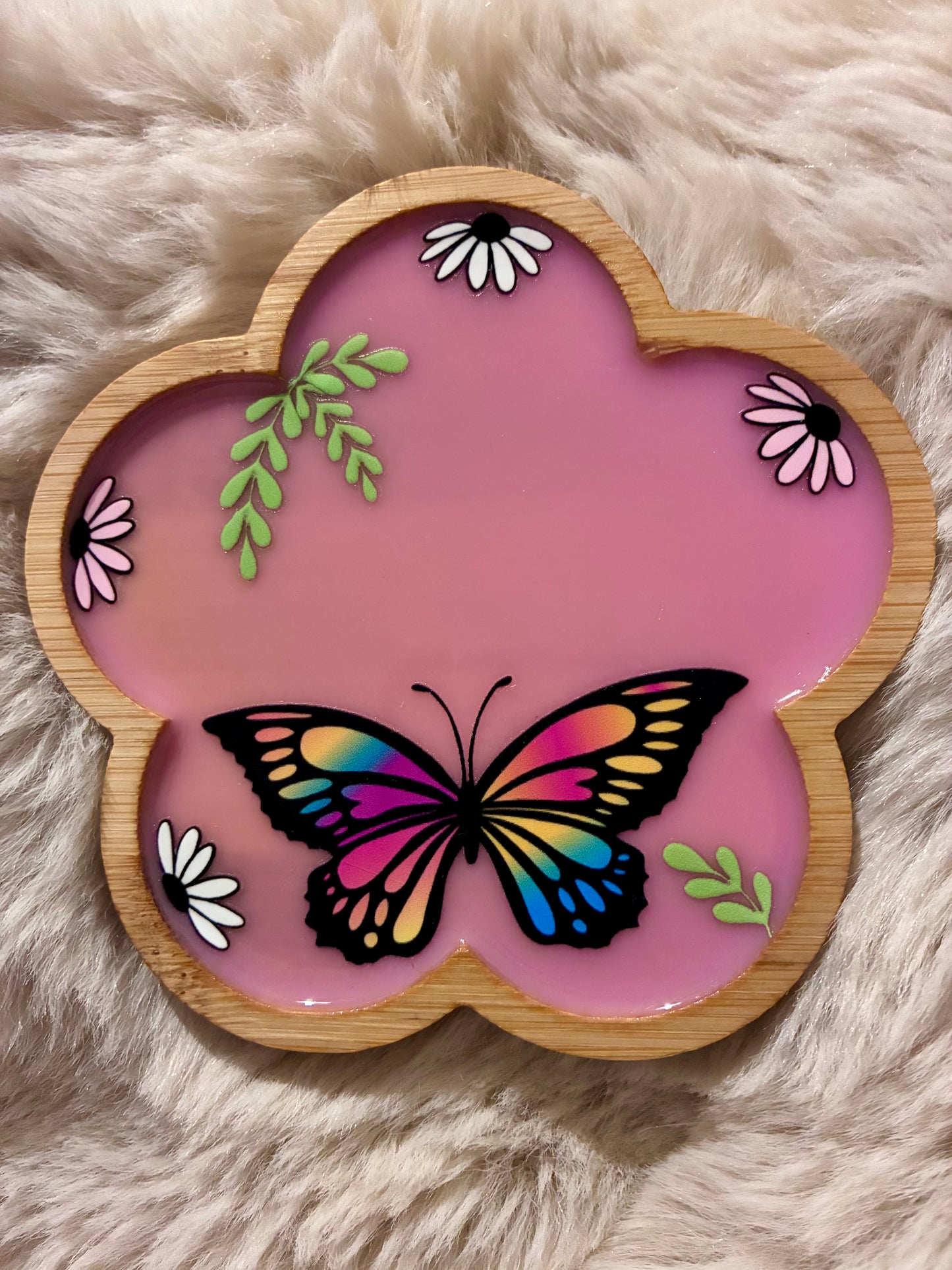 Pink butterfly coaster