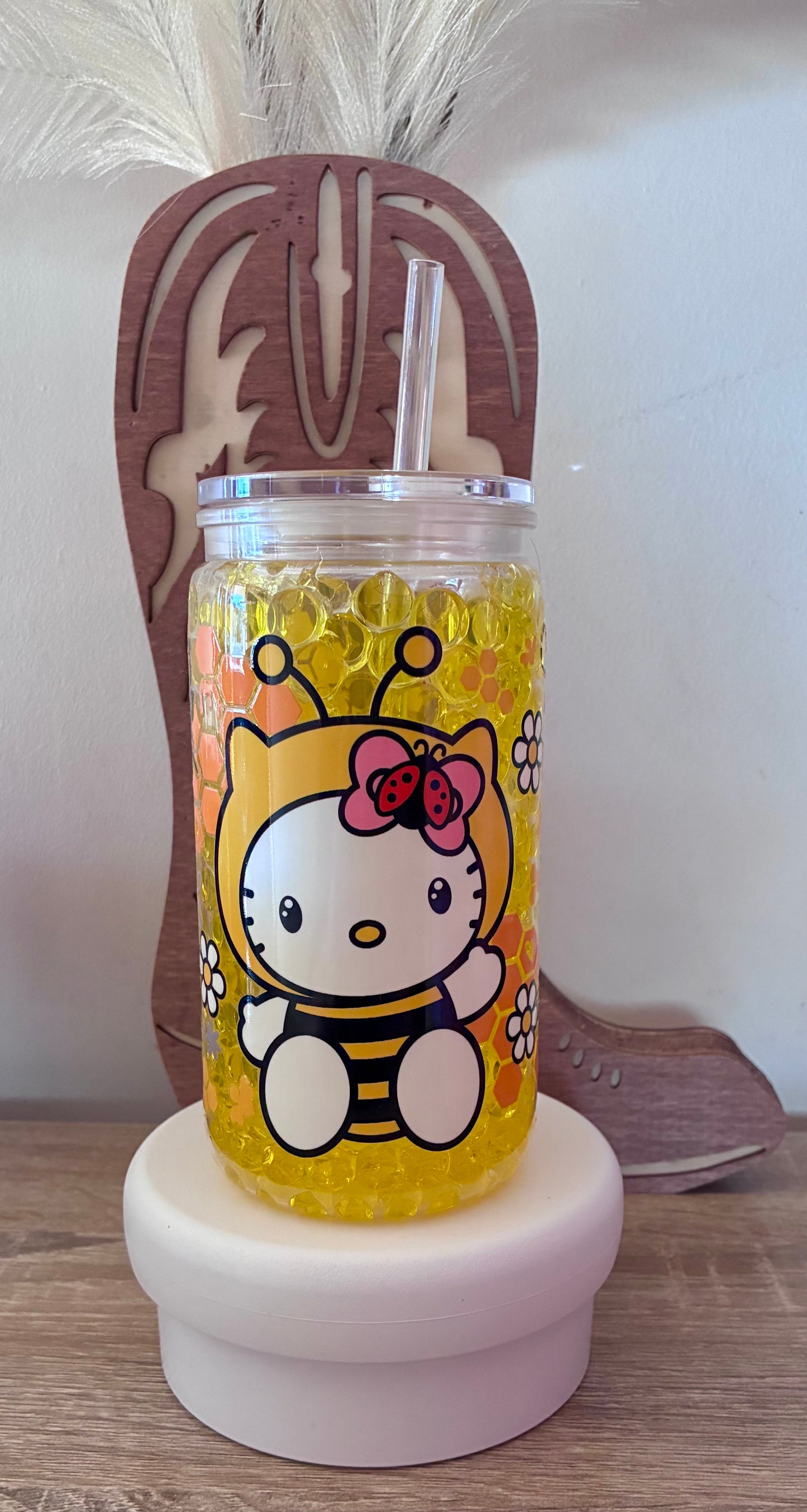 Hello Kitty Bumble bee Snowglobe tumbler