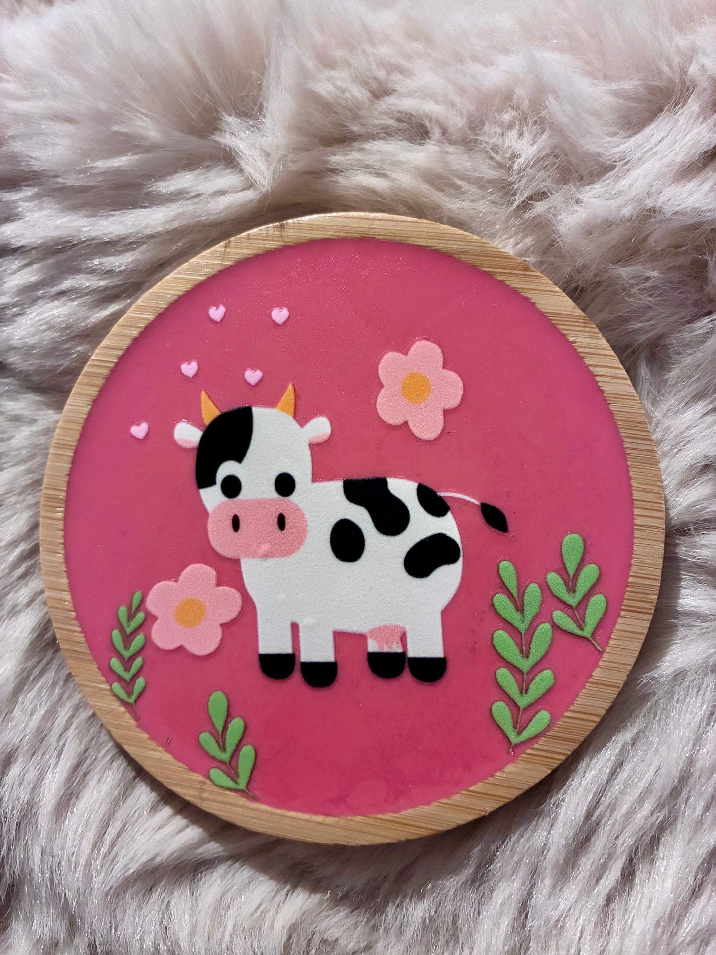 Pink cow #3 coaster