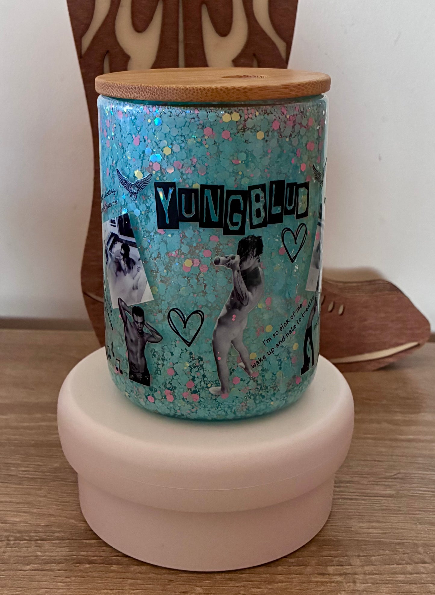 Yungblud baby blue glass mug