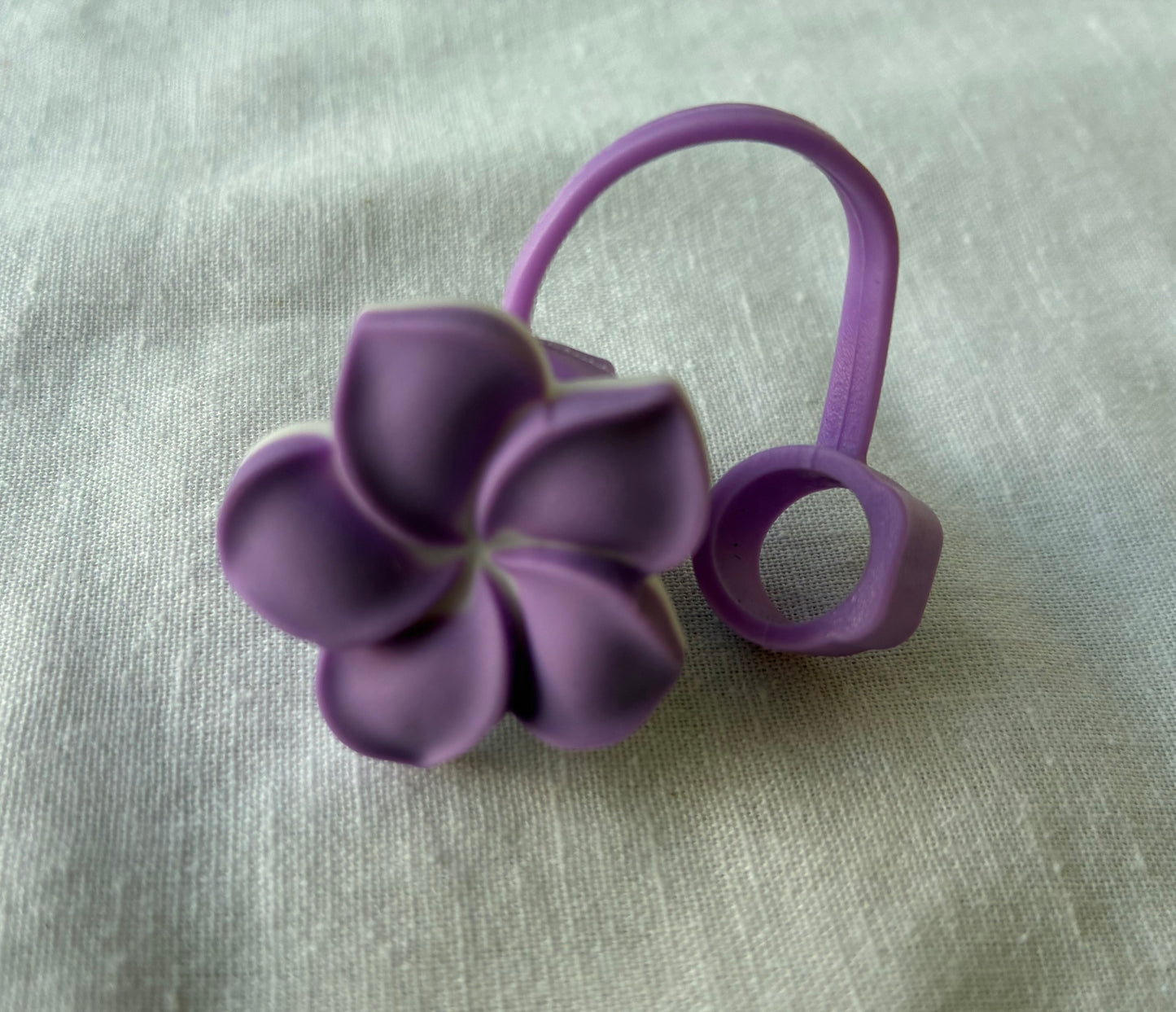 Purple frangipani straw topper