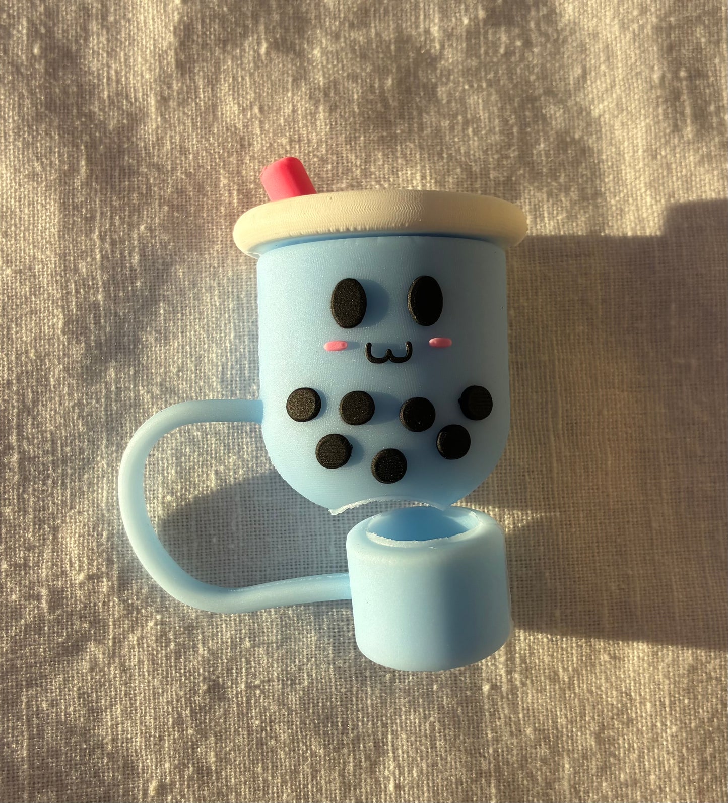 Blue boba tea straw topper