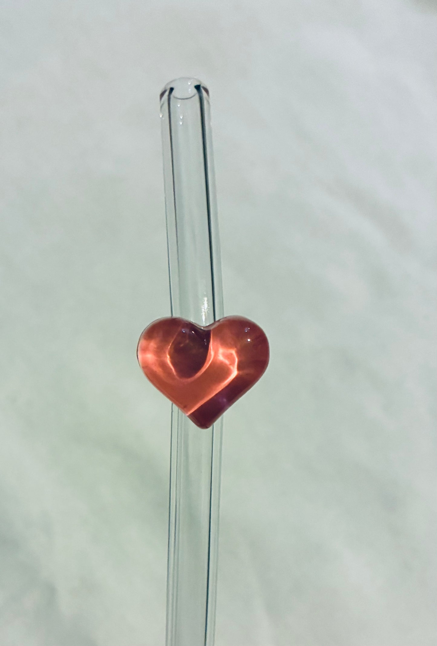 Glass heart straw