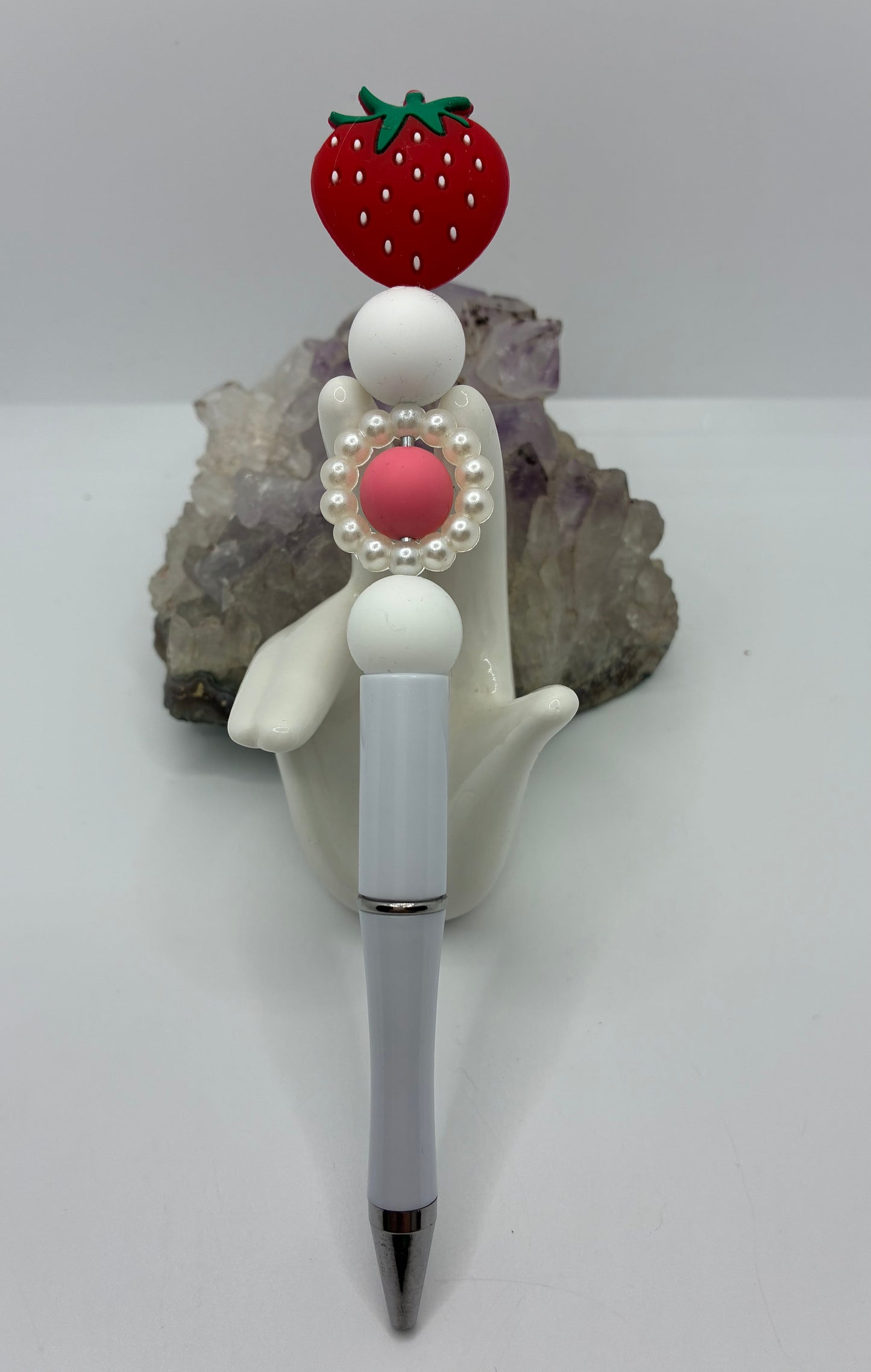 Beaded strawberry pen