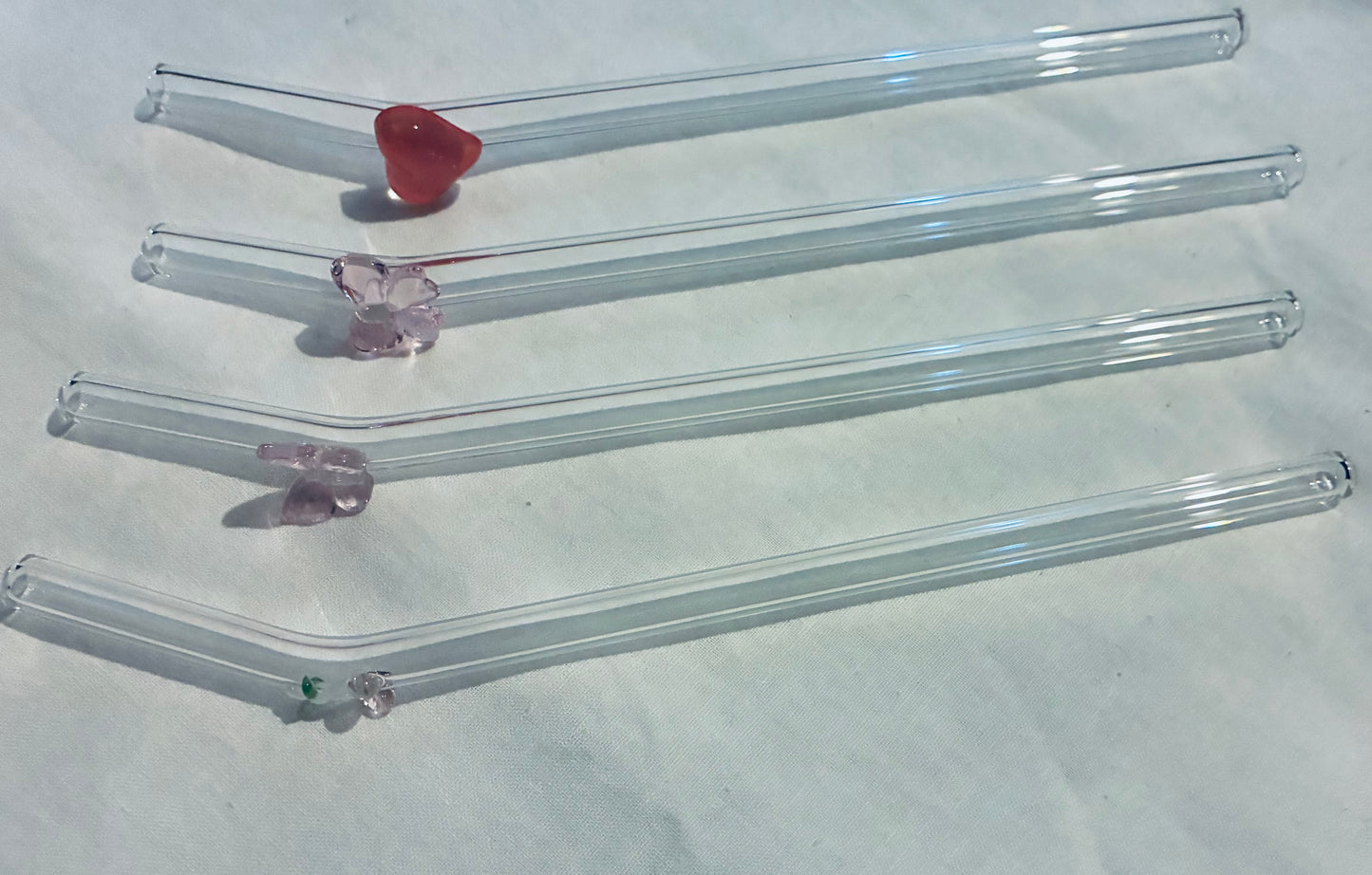 Pink cherry glass straw