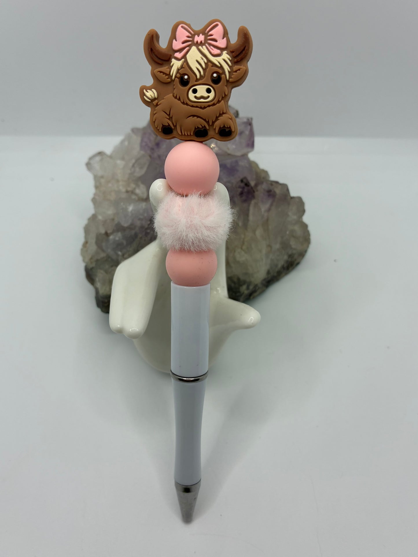 Beaded pink cow pen #2