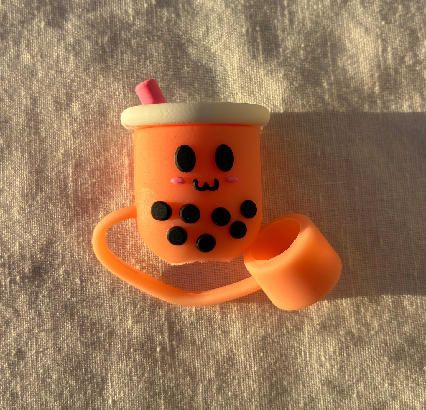 Orange boba tea straw topper