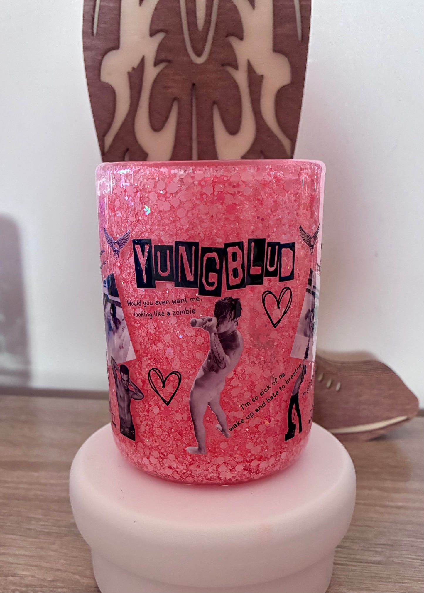 Yungblud baby pink glass mug