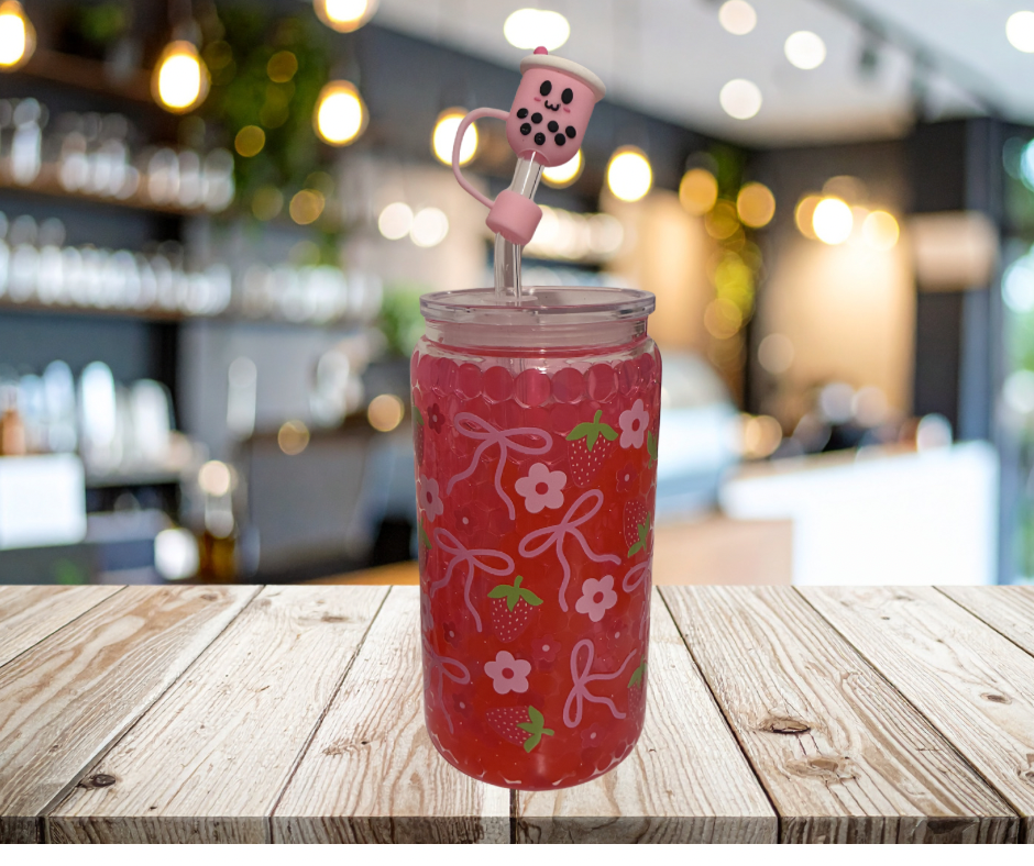 Strawberry boba tea