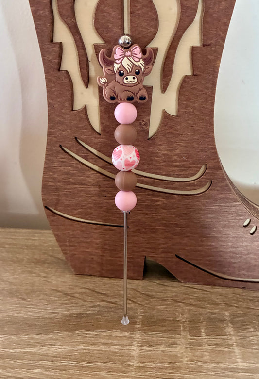 Cute cow pink bow *large*