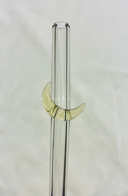 Yellow glass moon straw