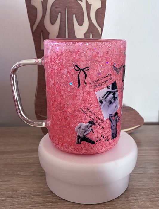 Yungblud baby pink glass mug