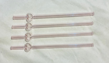 Pink Glass Heart straws