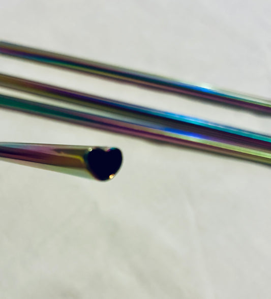 Rainbow heart straws