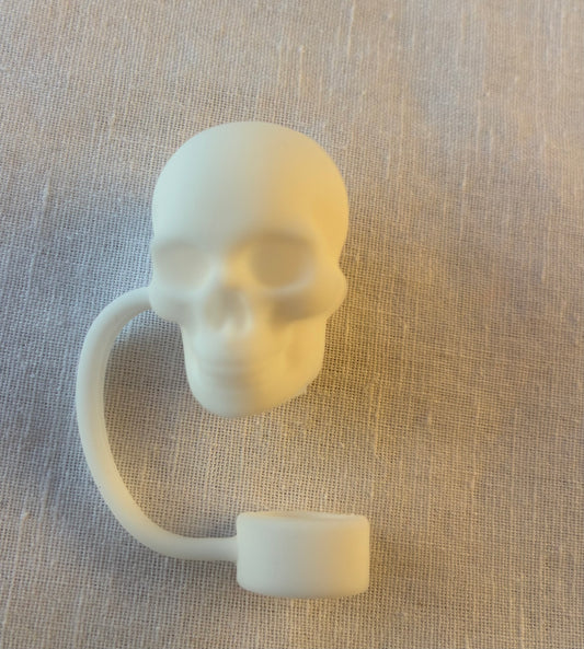 White skull straw topper