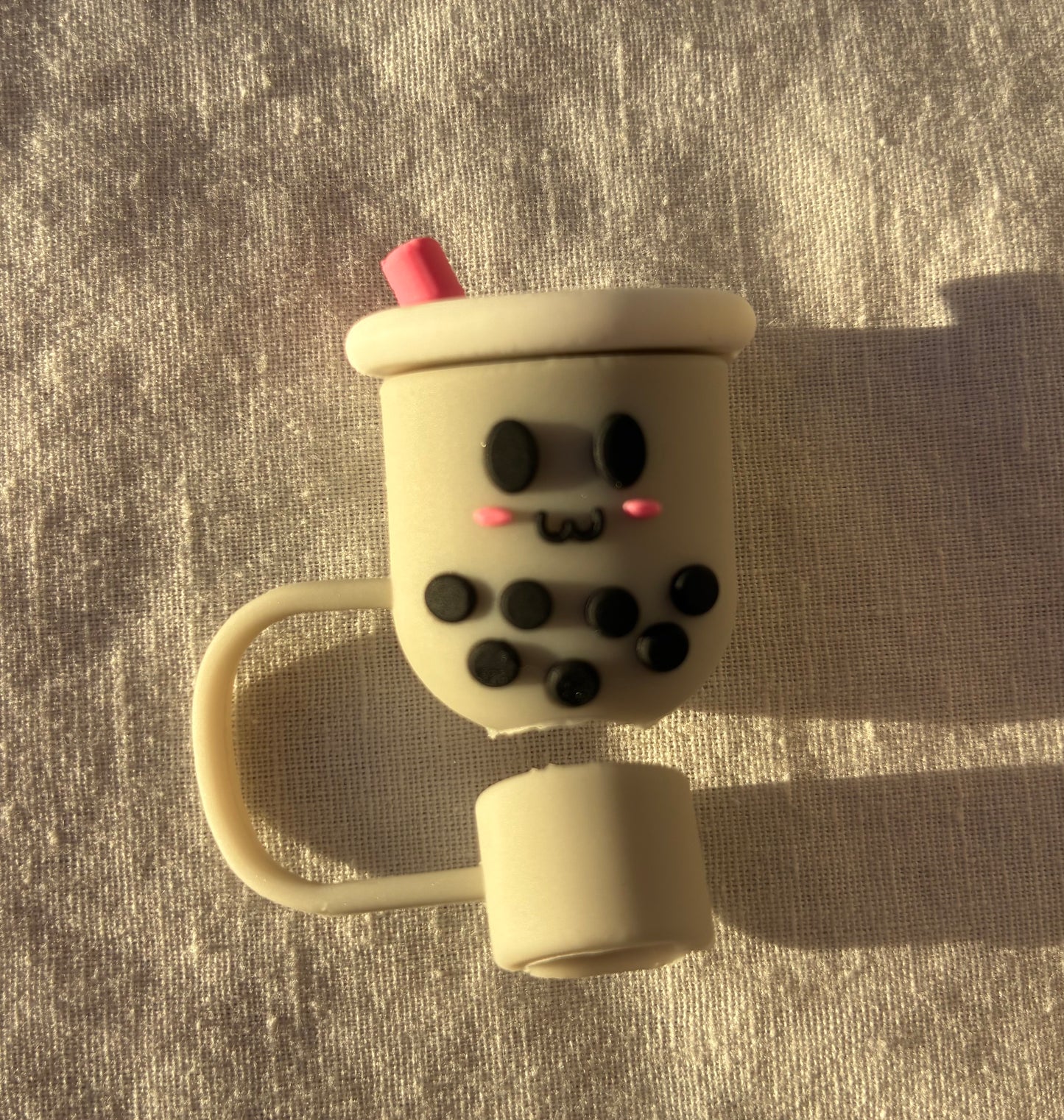 Grey boba tea straw topper