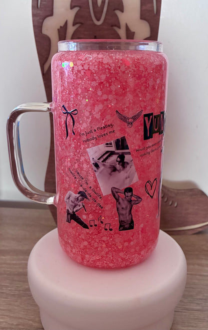 Yungblud baby pink tall glass mug