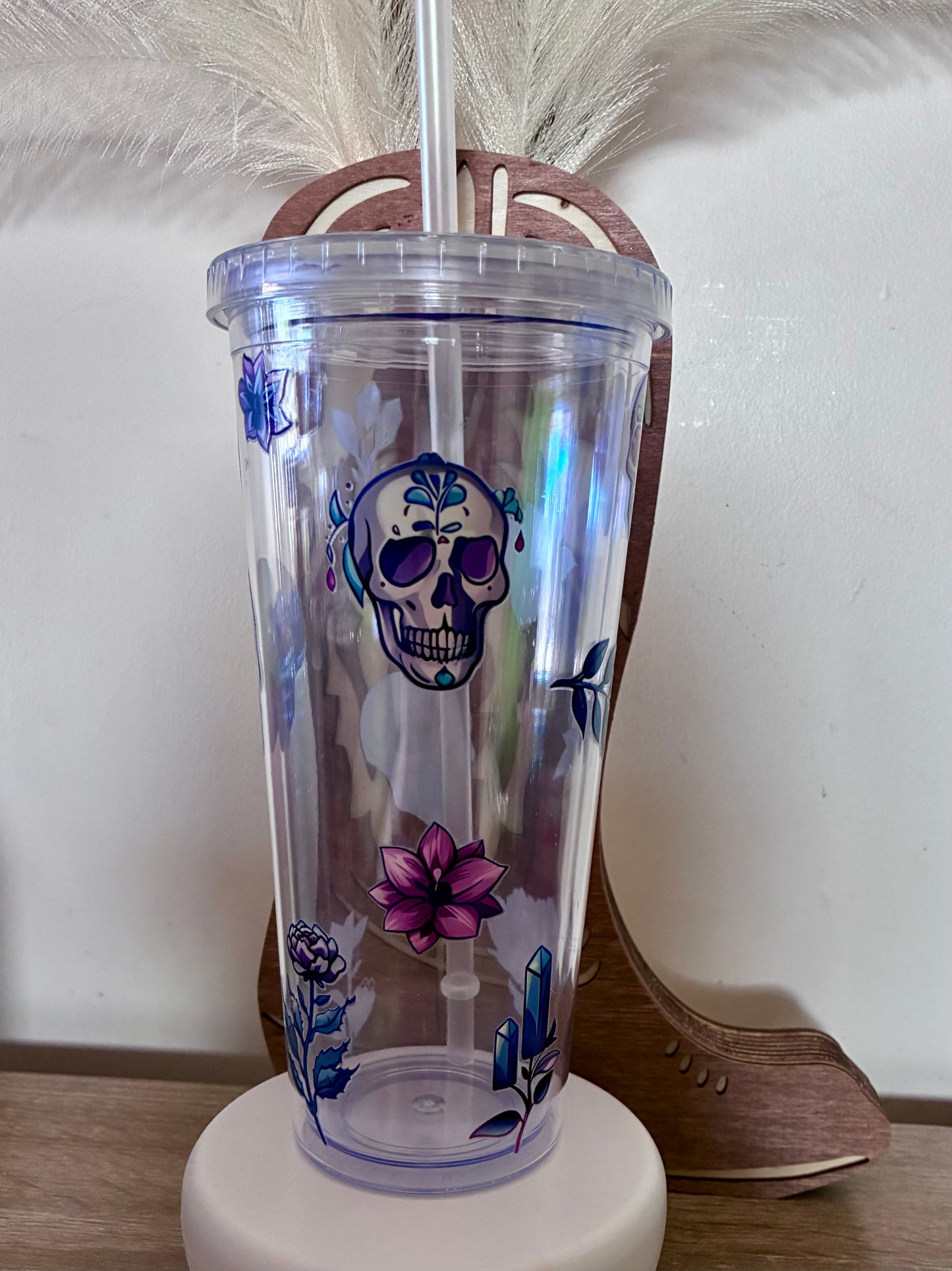 Tall acrylic skull tumbler