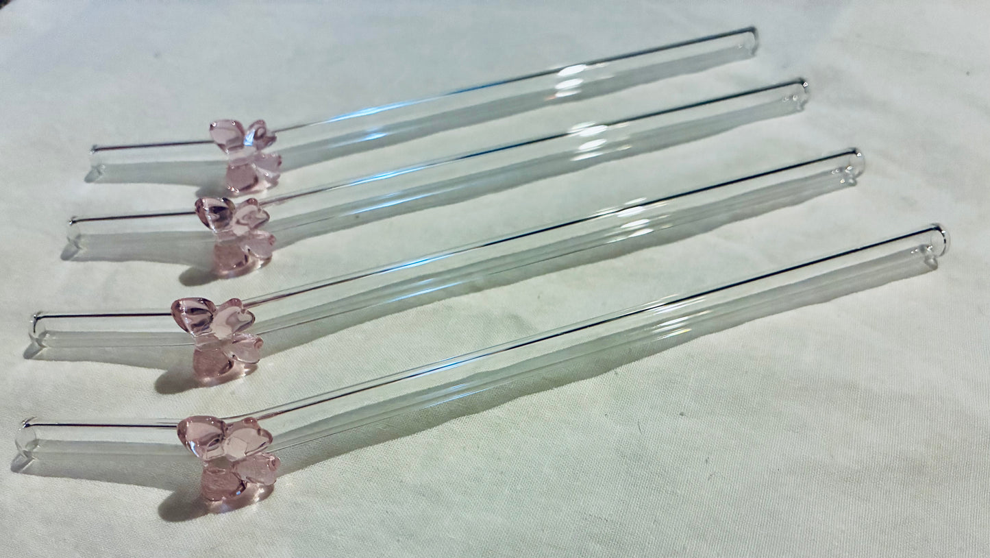 Pink Glass Bow straws