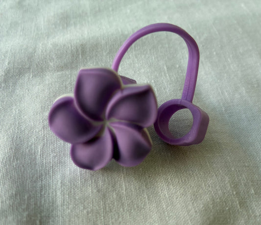 Purple frangipani straw topper