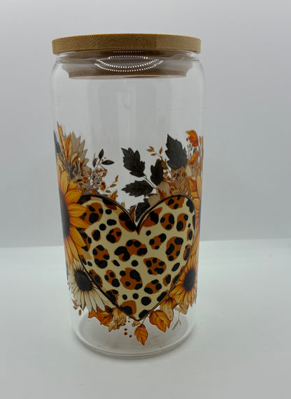 Leopard heart & flowers