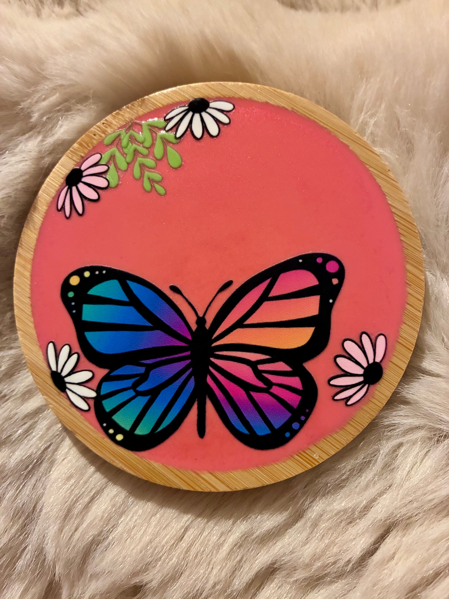 Pinky peachy butterfly coaster
