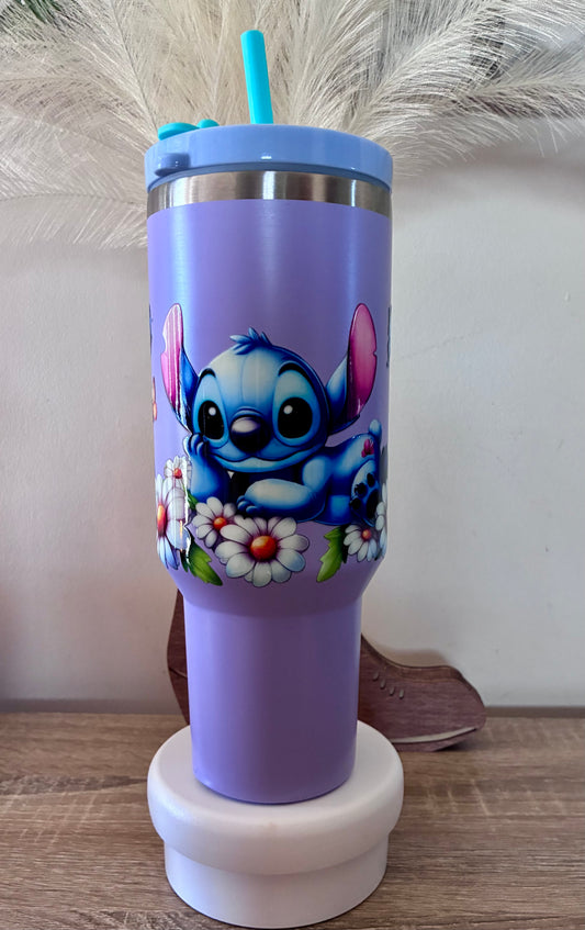 Purple stitch large takeaway mug