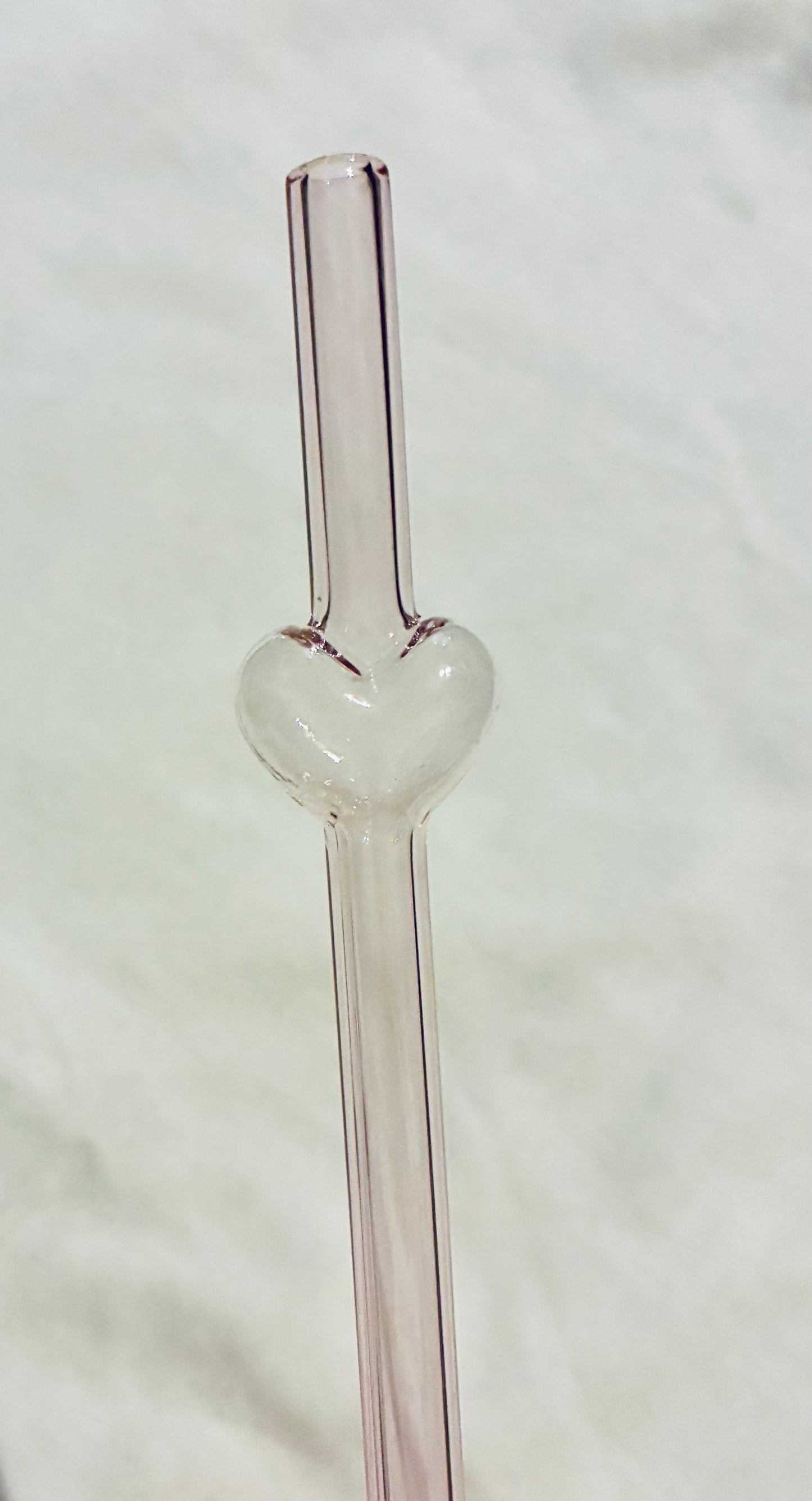 Pink Glass Heart straws