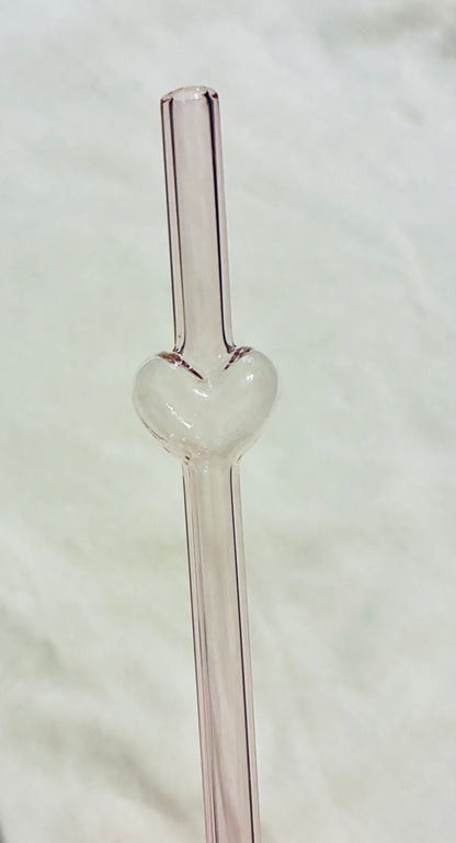 Pink Glass Heart straws