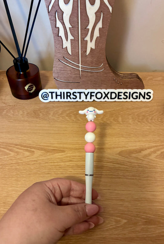 Pink & white hello kitty & friends beaded pen