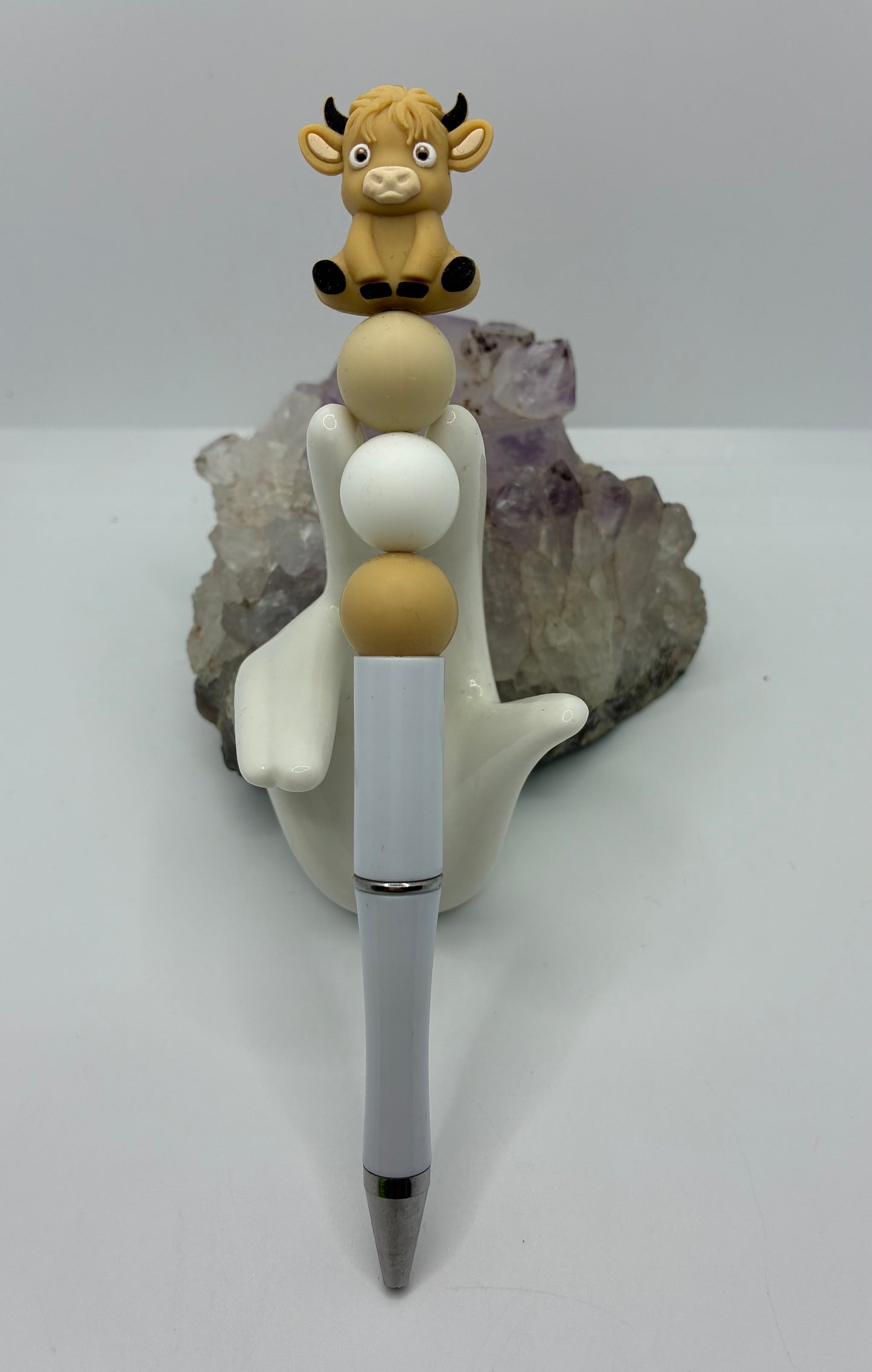 Beaded brown cow pen #4