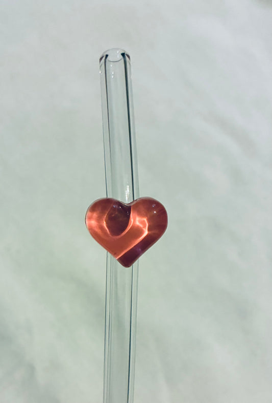 Glass heart straw