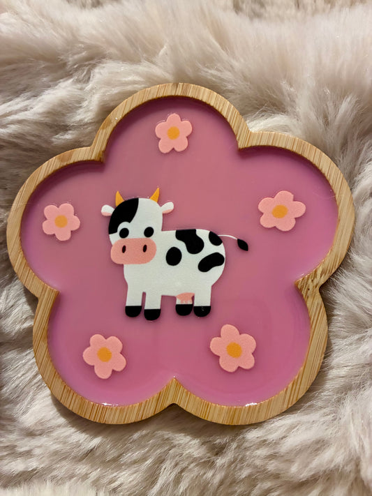 Pink cow coaster #1