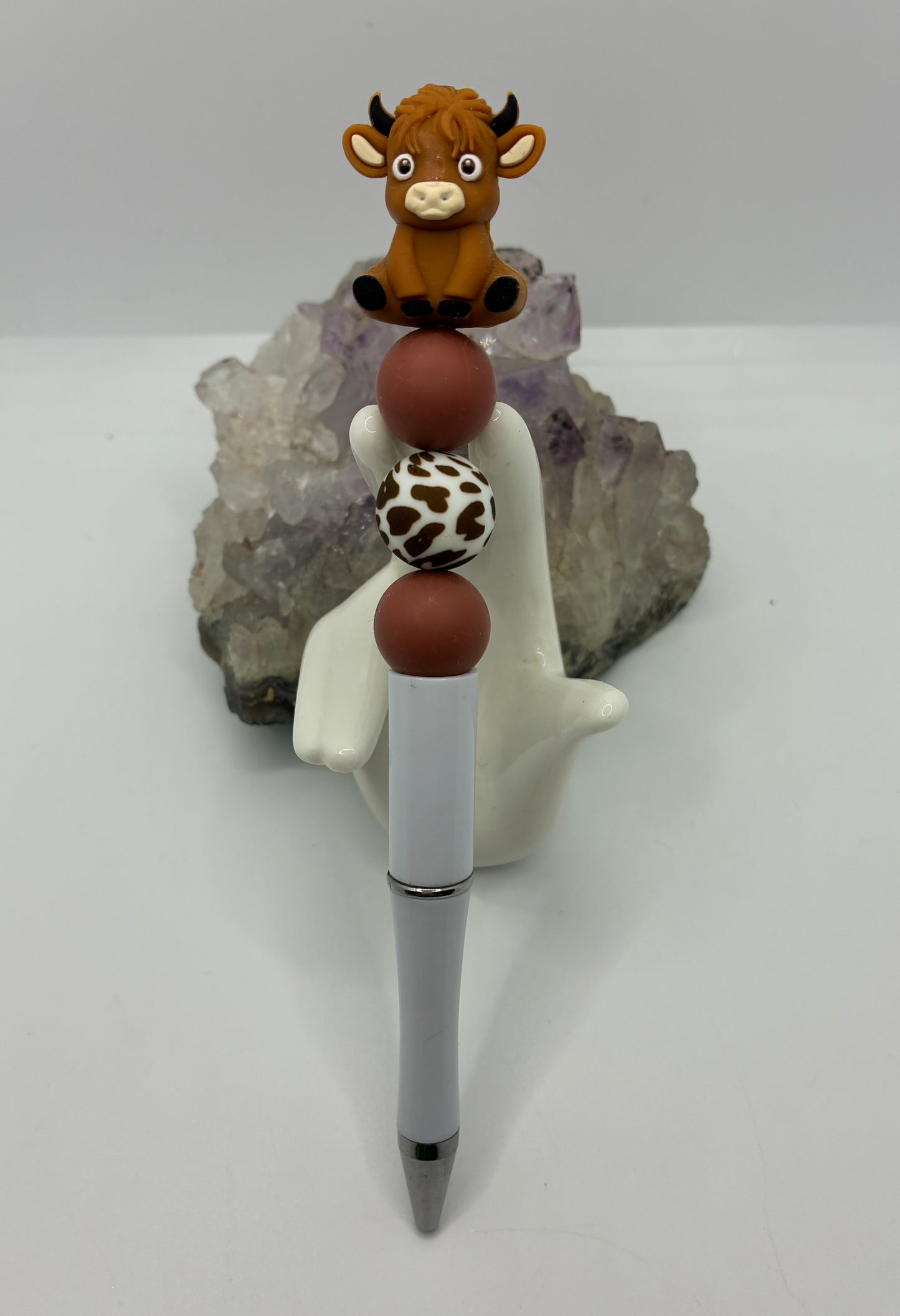 Beaded brown cow pen #3