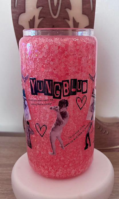 Yungblud baby pink tall glass mug