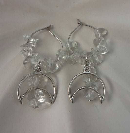 Moon crystal chip earrings