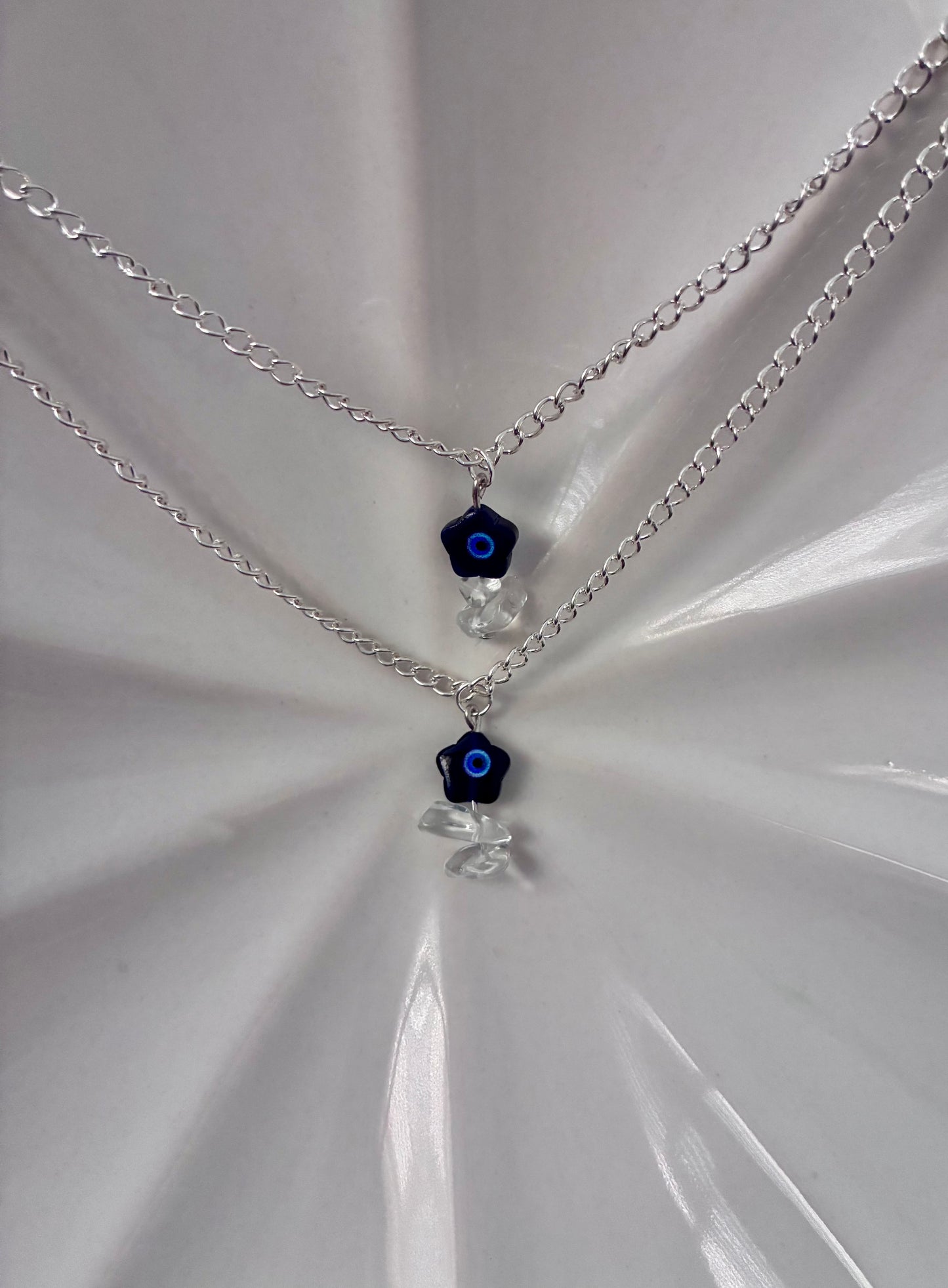 Evil eye flower necklace