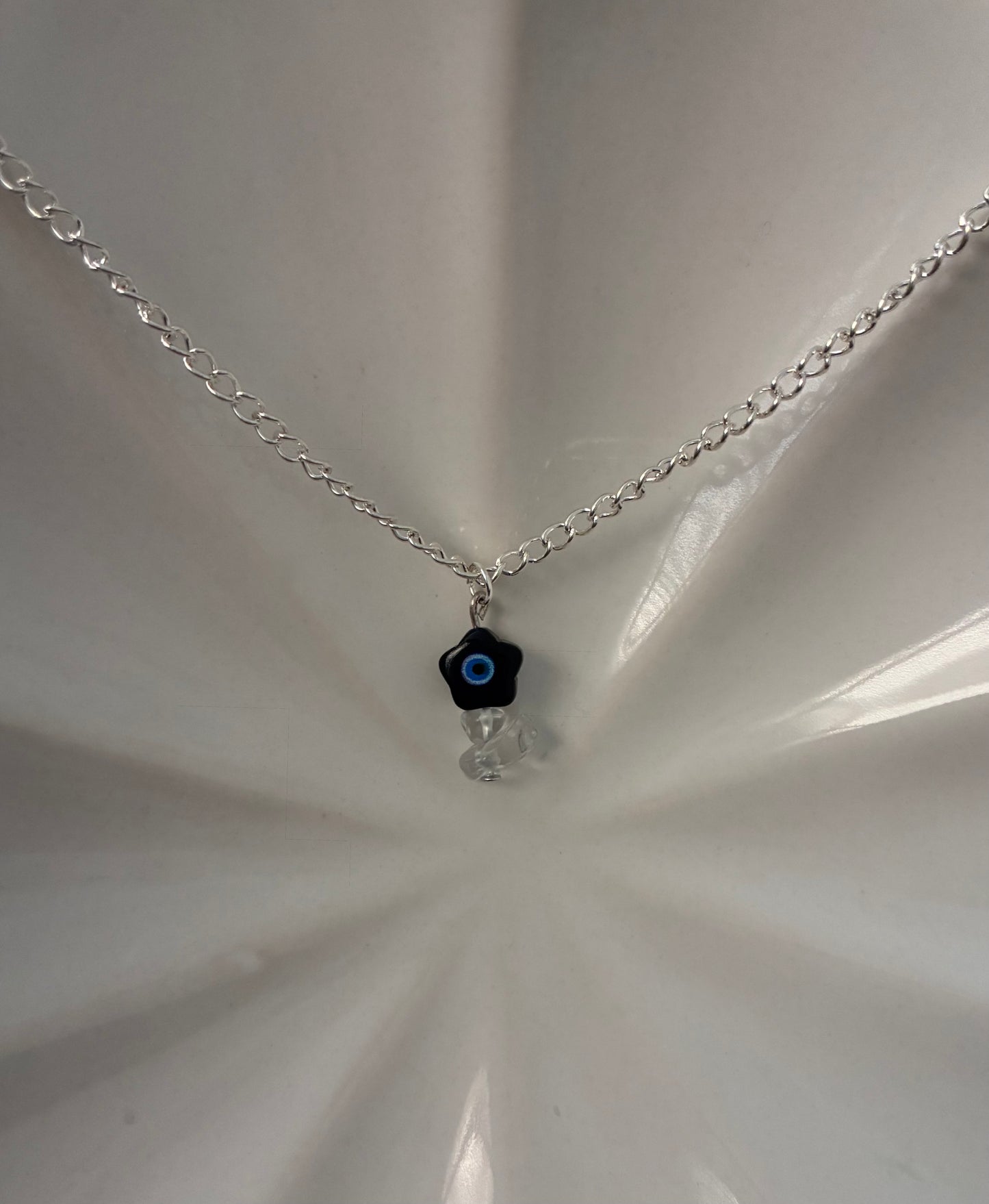 Evil eye flower necklace