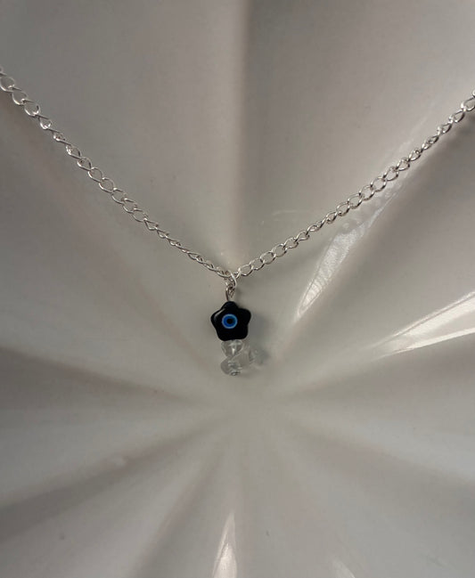 Evil eye flower necklace