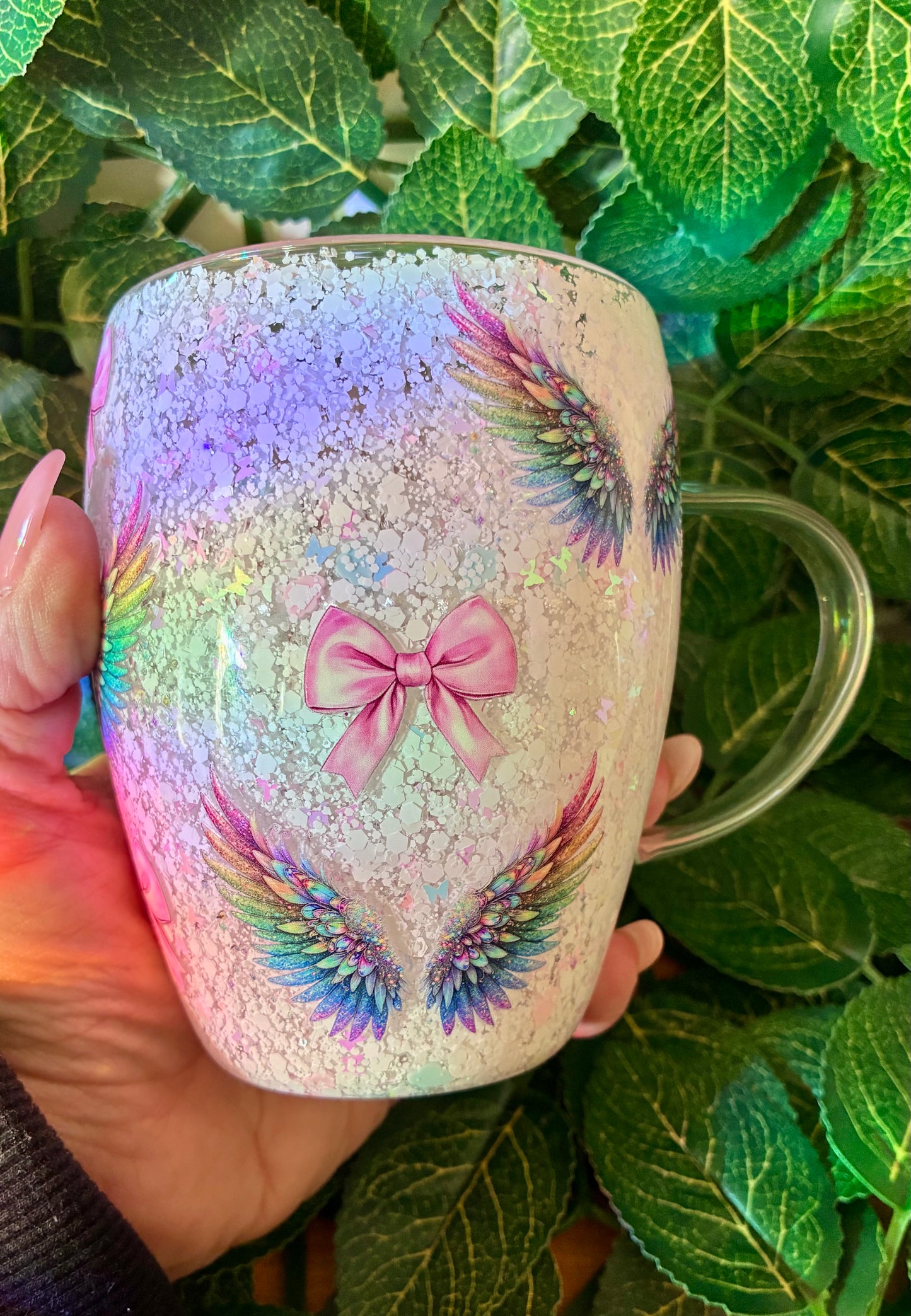 Angel winged Snowglobe mug