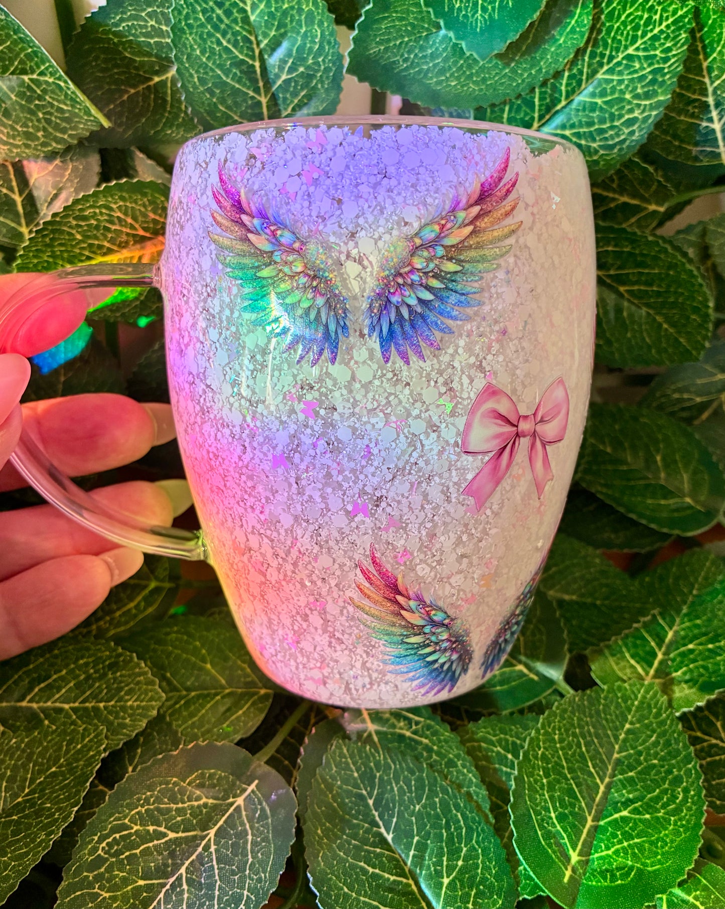 Angel winged Snowglobe mug