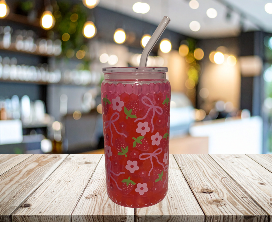Strawberry boba tea