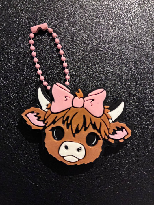 Cow w/bow & brown hairnail saver